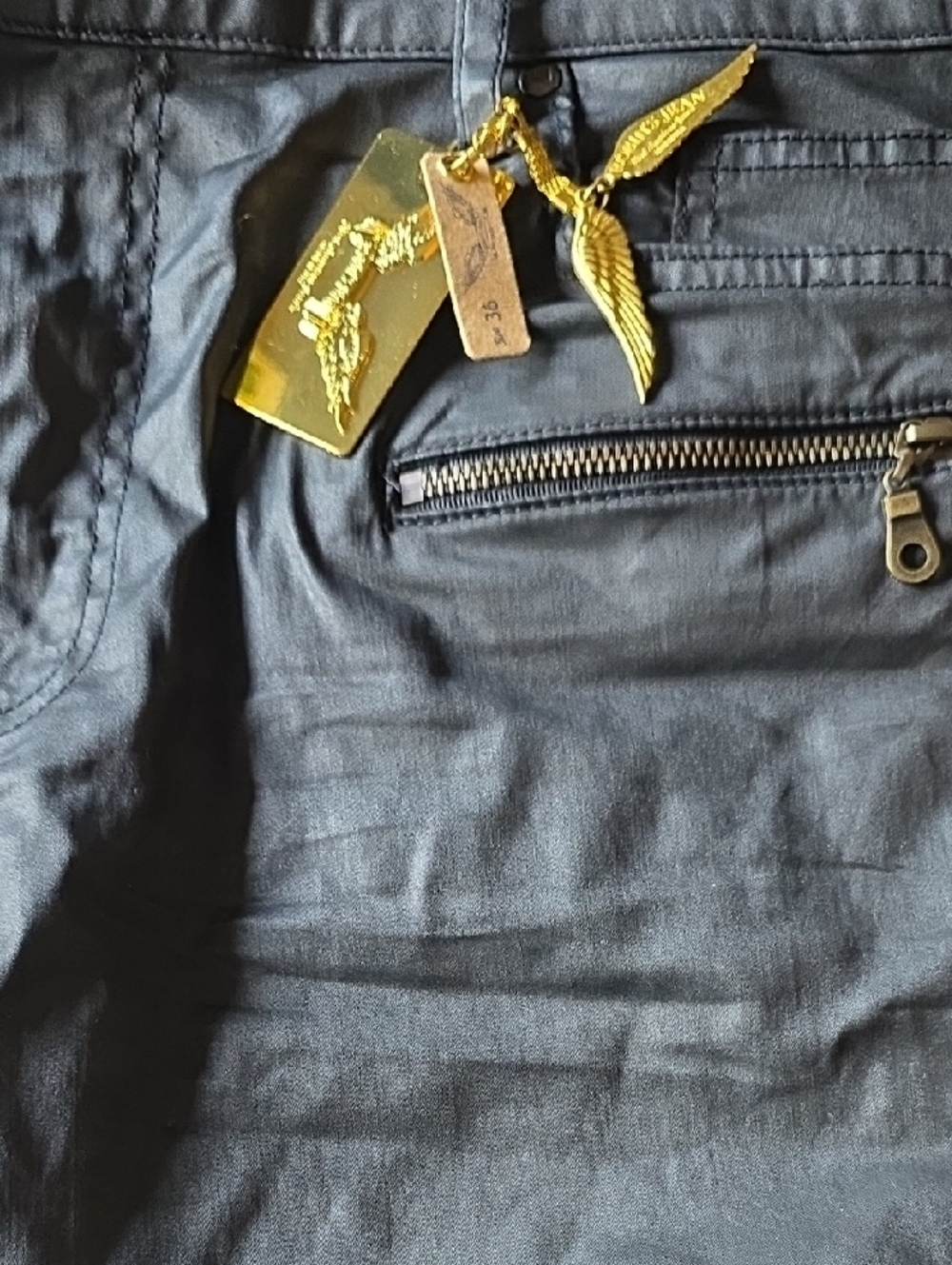 Robin's Jean Black Biker Style pants with Gold Hardware and Decorative Trim